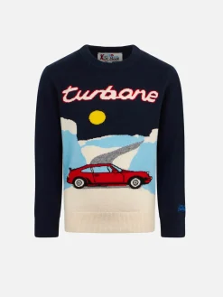 Rundhalspullover für Jungen mit Auto-Jacquard-Print