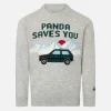 Rundhalspullover für Jungen mit „Panda saves you“-Jacquard-Aufdruck