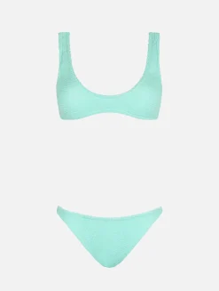 Salbeigrüner, winziger Crinkle-Bikini für Damen von Pamy Naomi