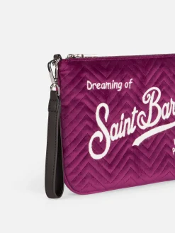 Samtstepp-Umhängetasche Parisienne Clutch aus Sherpa in Fuchsia