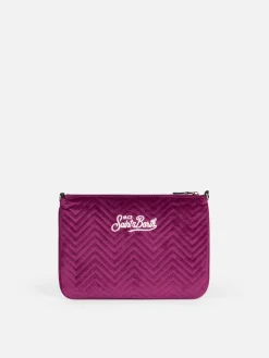 Samtstepp-Umhängetasche Parisienne Clutch aus Sherpa in Fuchsia