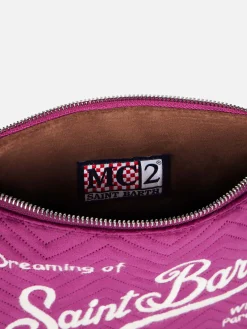 Samtstepp-Umhängetasche Parisienne Clutch aus Sherpa in Fuchsia