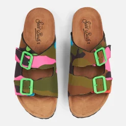 Sandalen mit mehrfarbigem Fluo-Camouflage-Print