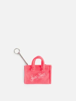 Schlüsselhalter aus Frottee in Fluo-Rosa