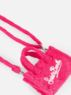 Schlüsselhalter aus fuchsiafarbenem Frottee mit Prägung