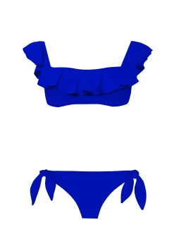 Schulterfreier, gerüschter Bluette-Bikini