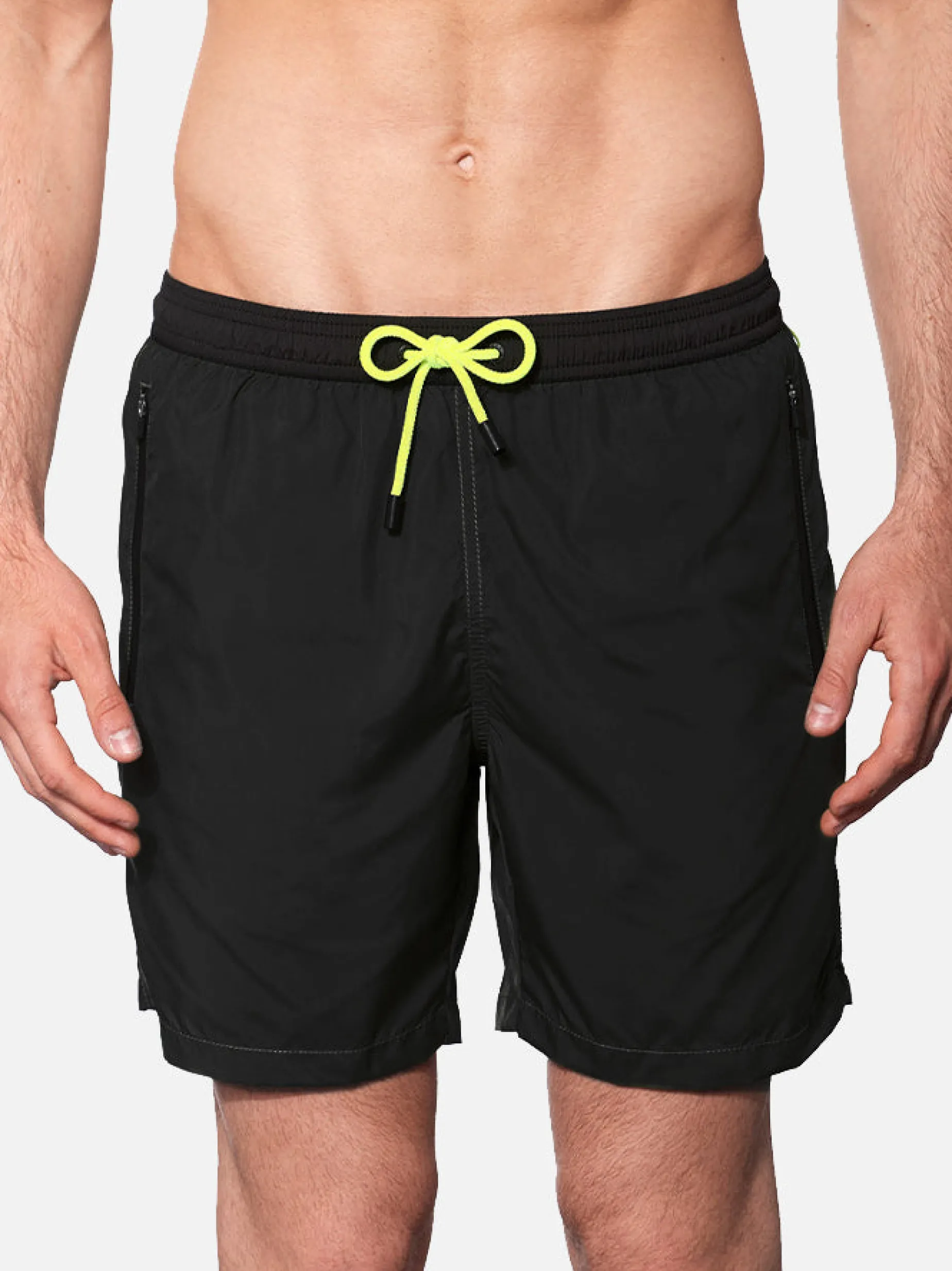 Schwarze Herren-Badeshorts mit Reißverschluss