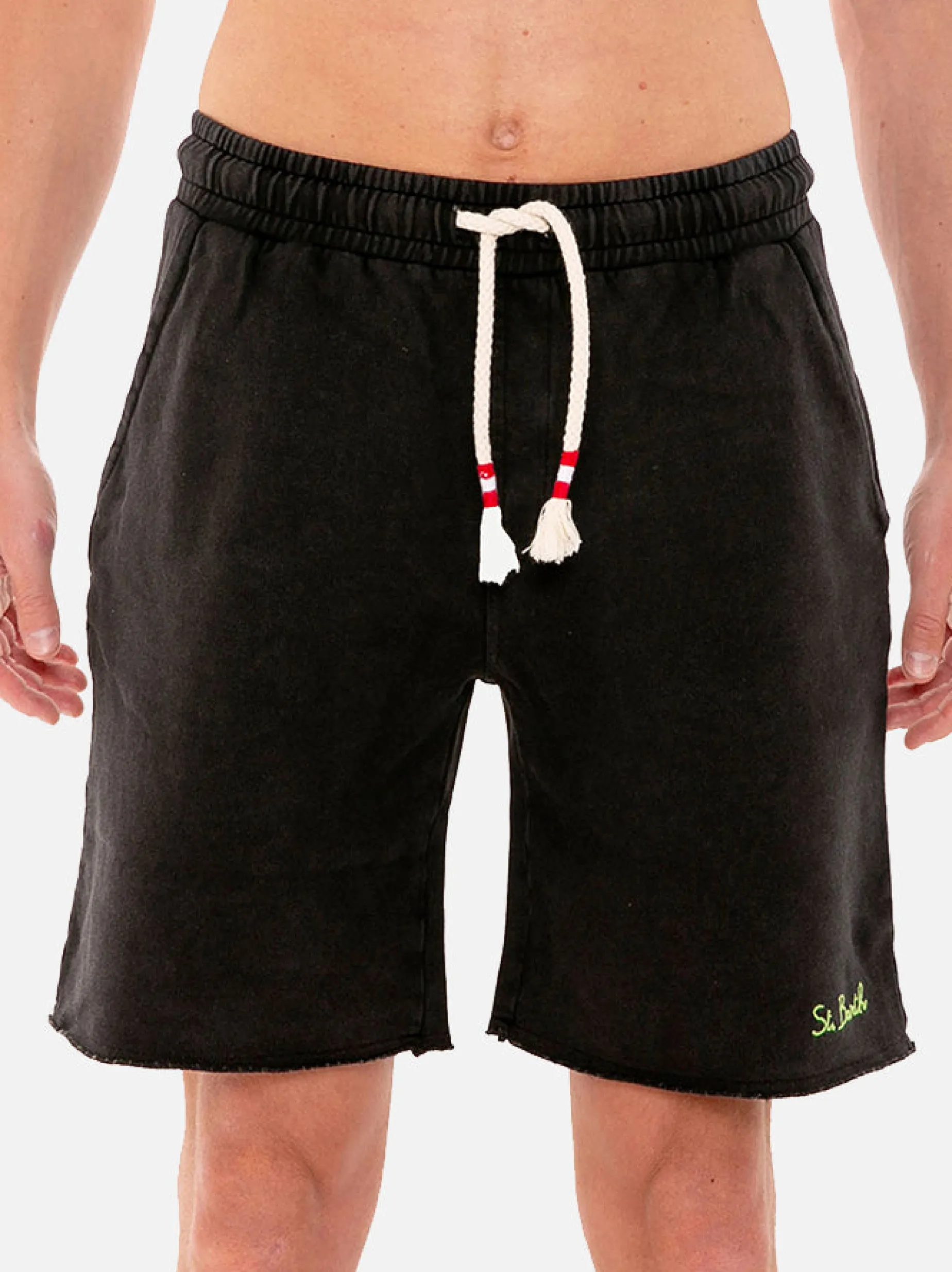 Schwarze Herren-Bermuda aus Baumwolle im verblassten Look