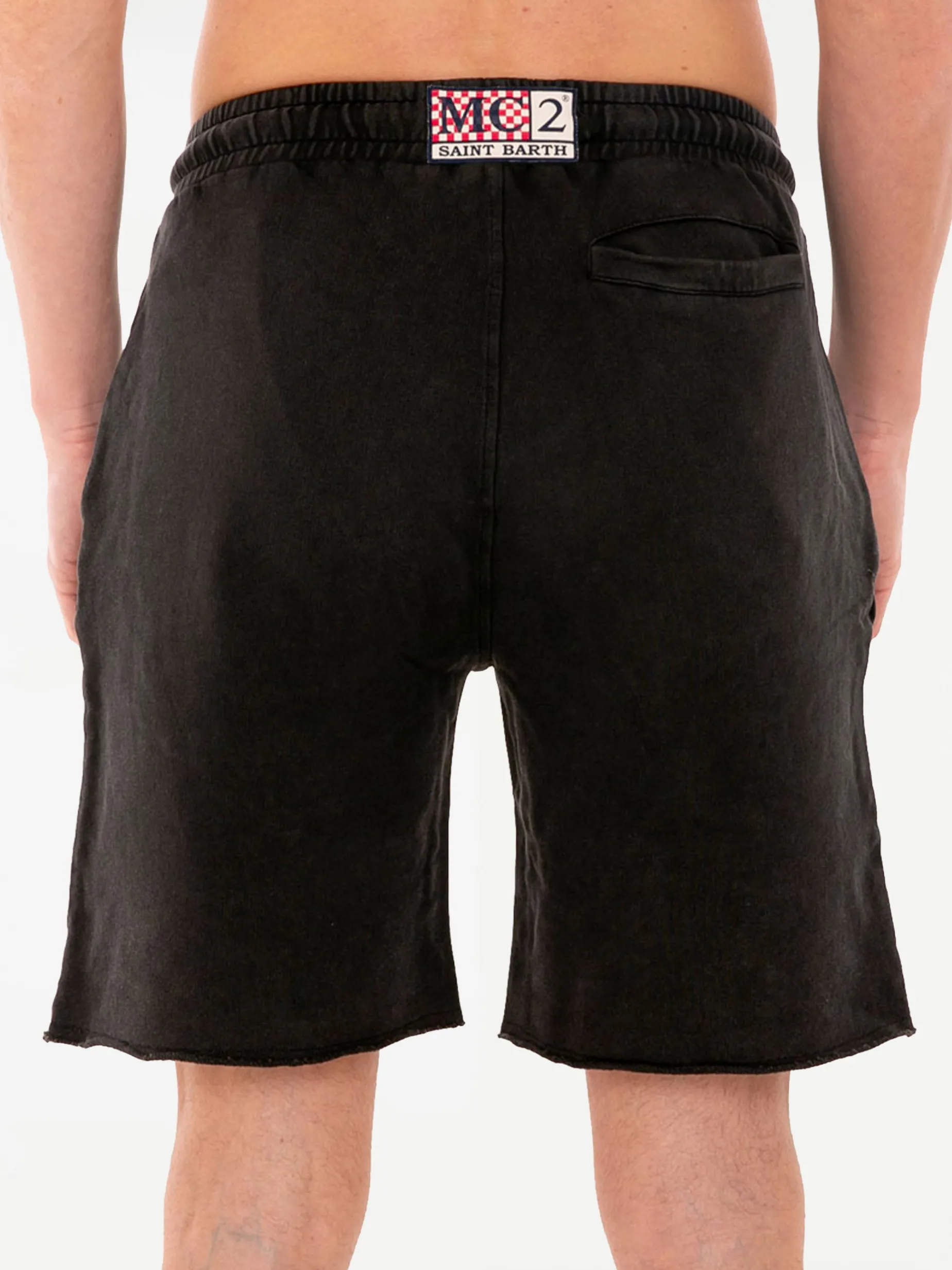 Schwarze Herren-Bermuda aus Baumwolle im verblassten Look