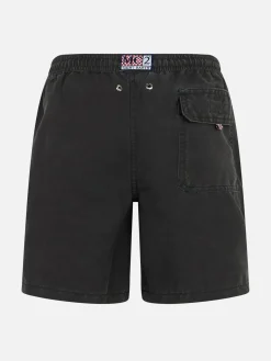 Schwarze klassische Badeshorts für Jungen Tender mit Piratenstickerei