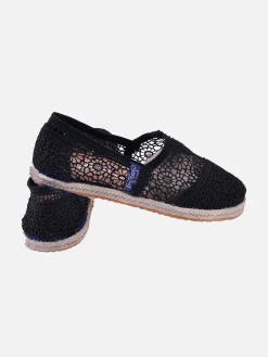 Schwarze Makramee-Espadrillas für Damen