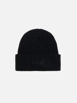 Schwarze Rippenmütze für Herren Wengen