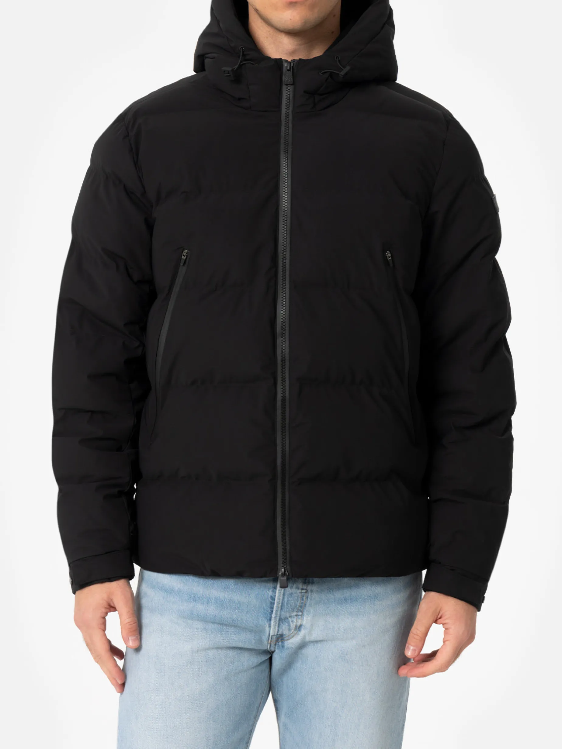 Schwarze Steppjacke mit Kapuze für Herren von Maier