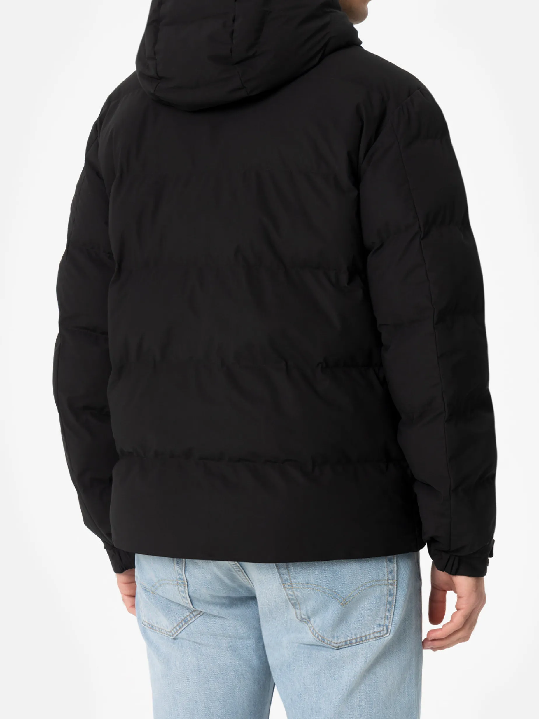 Schwarze Steppjacke mit Kapuze für Herren von Maier