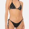 Schwarzer Bandana-Bikini mit Anhängern