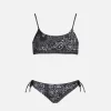 Schwarzer Bralette-Bikini für Mädchen mit Bandana-Print