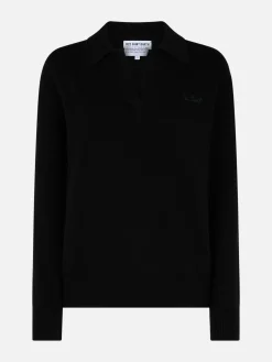 Schwarzer Damenpullover Eze mit Polokragen