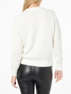 Schwarzer Damenpullover mit Rundhalsausschnitt, Snoopy- und Woodstock-Aufdruck und Strass-Herz | SNOOPY PEANUTS™ SONDEREDITION