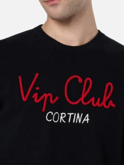 Schwarzer Herrenpullover Heron mit Vacanze VIP-Stickerei | VIP CLUB CORTINA SONDEREDITION