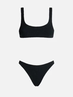 Schwarzer klassischer Crinkle-Bralette-Bikini für Damen Naima Elise