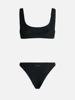 Schwarzer klassischer Crinkle-Bralette-Bikini für Damen Naima Elise