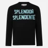 Schwarzer Mädchenpullover mit Rundhalsausschnitt und Splendida Splendente-Strassaufdruck | NIKI DJ SONDEREDITION
