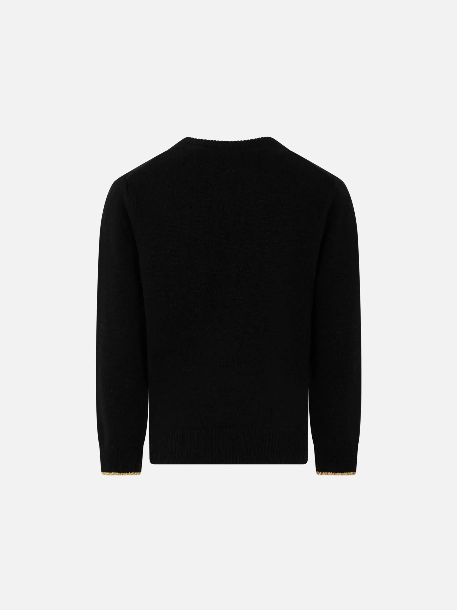 Schwarzer Mädchenpullover mit Princess-Lurex-Stickerei