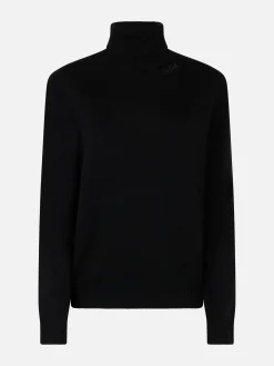 Schwarzer Rollkragenpullover für Damen Moody