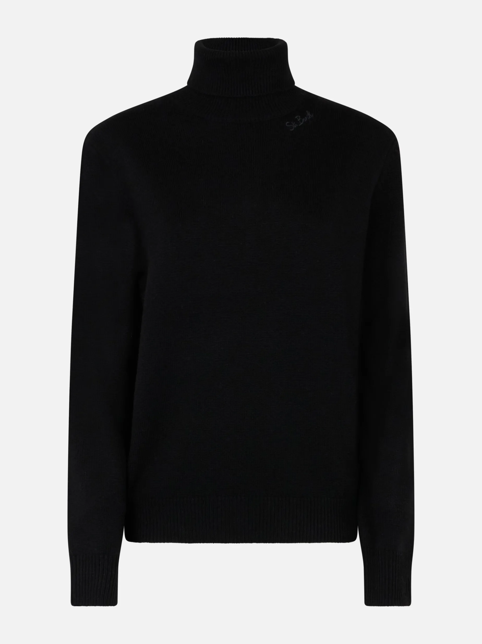Schwarzer Rollkragenpullover für Damen Moody
