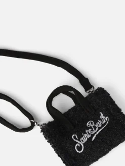 Schwarzer Schlüsselanhänger aus Tweedstoff mit Logostickerei