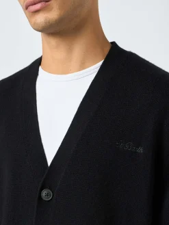 Schwarzer Strickjackenpullover aus Kaschmirmischung für Herren von Herrison