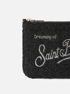 Schwarzer Tweed-Beutel Mini Parisienne