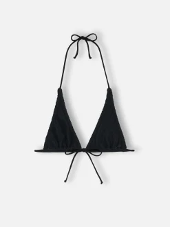 Schwarzes Crinkle-Triangel-Top für Damen Guiana