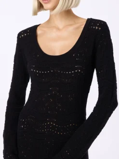 Schwarzes Midikleid aus Baumwollstrick für Damen