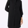 Schwarzes Sangallo-Hemd-Minikleid für Damen