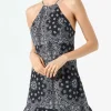 Schwarzes Unterkleid mit Bandanna-Print, Avrill