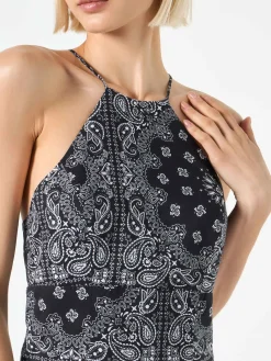 Schwarzes Unterkleid mit Bandanna-Print, Avrill