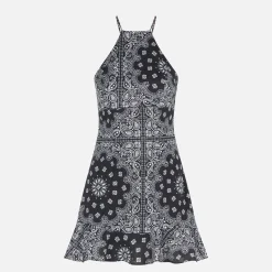 Schwarzes Unterkleid mit Bandanna-Print, Avrill