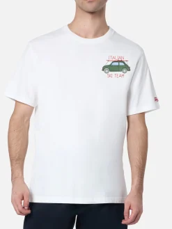 Schweres Baumwoll-T-Shirt Arnott für Herren mit Stickerei des italienischen Skiteams | FIAT 500 SONDEREDITION