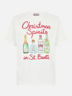 Schweres Baumwoll-T-Shirt Arnott für Herren mit Weihnachtsgeistern in St.Barth-Stickerei