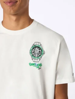 Schweres Baumwoll-T-Shirt für Herren von Arnott mit Crypto Starducks-Uhrenaufdruck | CRYPTO PUPPETS SPECIAL EDITION