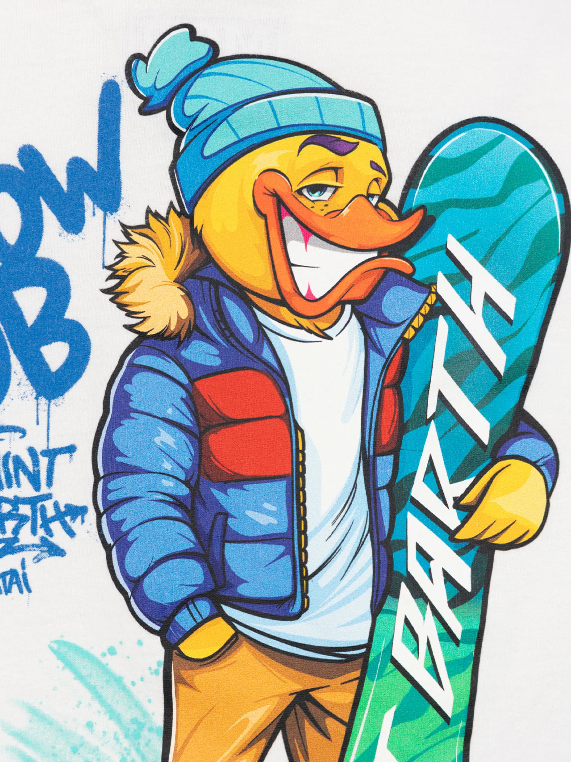 Schweres Baumwoll-T-Shirt für Jungen „Luton“ mit Crypto Duck Snow-Aufdruck | CRYPTO PUPPETS SPECIAL EDITION