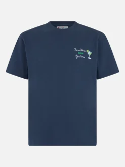 Schweres Baumwoll-T-Shirt für Herren von Arnott mit „Save Water Drink Gin Tonic“-Stickerei