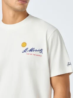Schweres Herren-Baumwoll-T-Shirt Arnott mit St. Moritzer Sonnen-Print | ST. MORITZ TOP OF THE WORLD SPECIAL EDITION