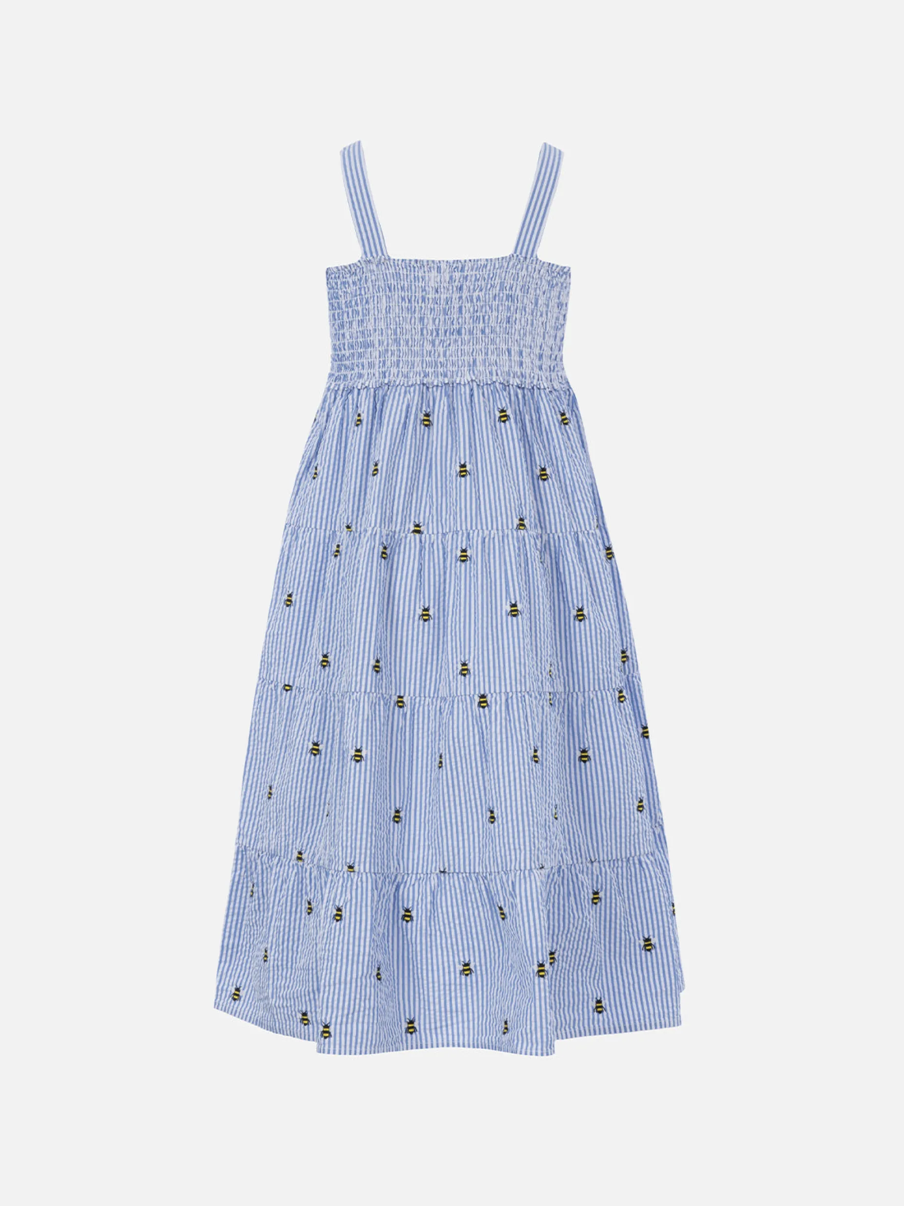 Seersuckerkleid Jemine Jr für Mädchen mit Bienenstickerei