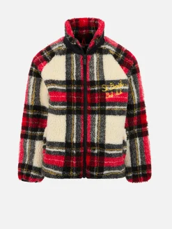 Sherpa-Jacke für Mädchen mit Tartan-Print
