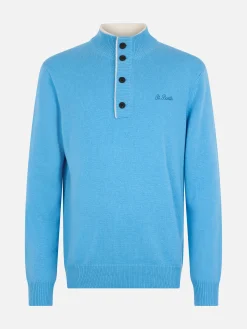 Staubblauer Polopullover Dorian aus Kaschmirmischung für Herren