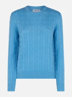 Staubblauer Pullover Sorbonne aus Kaschmirmischung für Damen