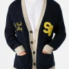 Strickjacke mit Aufnäher und St. Barth College-Stickerei