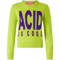 Säuregrüner Damenpullover „Acid is cool“